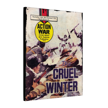 Close-up of Action War #8 canvas featuring textured brushstrokes and vibrant color accents on the lower right corner.