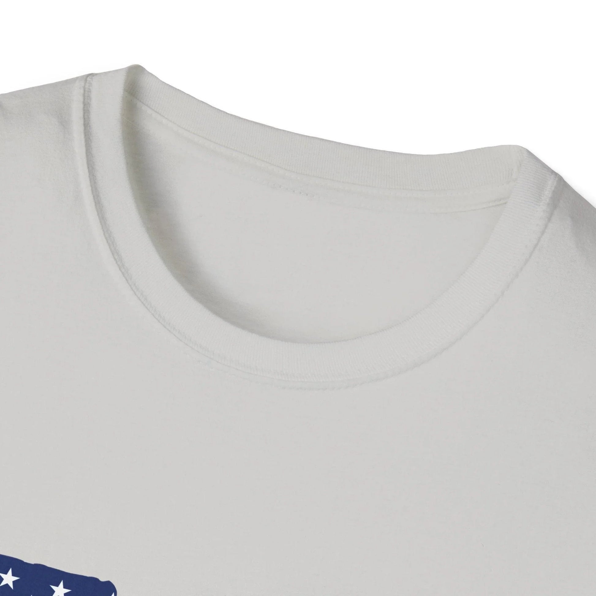 Close-up of the American flag Guns design on the chest with detailed vibrant colors and crisp printed pattern on soft cotton