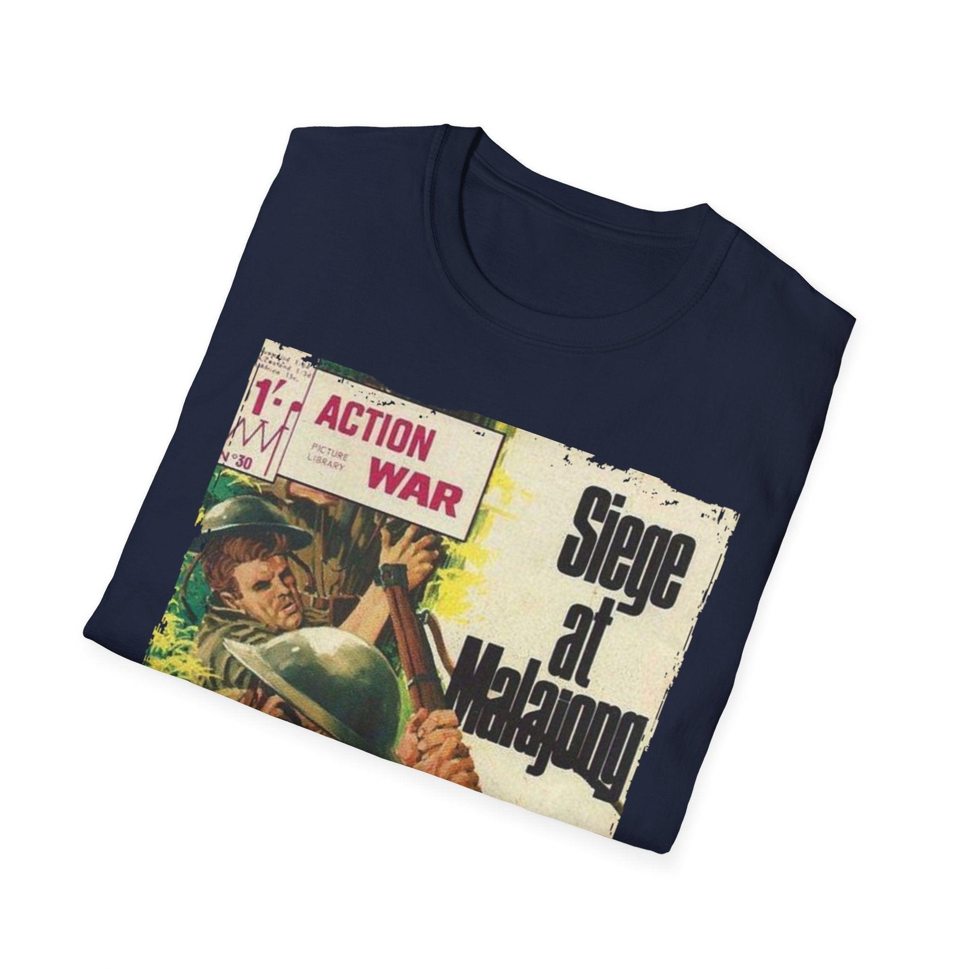 Close-up of the unisex softstyle T-shirt collar emphasizing the smooth fabric texture and reinforced neckline stitching.