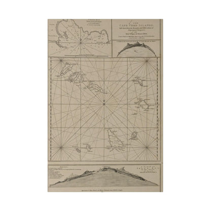 Close-up of the vibrant map detail highlighting Cape Verde Islands' textured canvas surface and intricate geographic