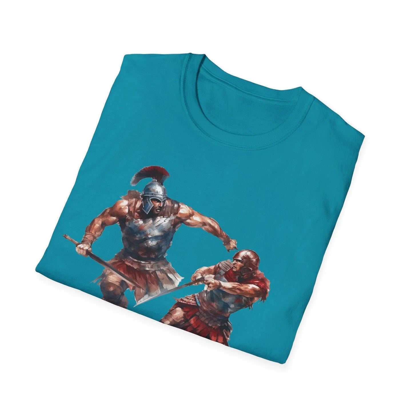 Close-up of the unisex softstyle T-shirt neckline highlighting the smooth crewneck collar and subtle stitching detail in