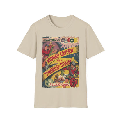 Close-up of the Climax Color No.1 unisex softstyle T-shirt fabric showing smooth cotton blend texture and vibrant teal color