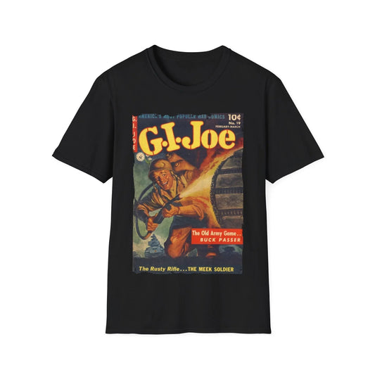 Printify G.I. Joe No.19 unisex softstyle crew neck T-shirt in regular fit, white cotton fabric with printed design