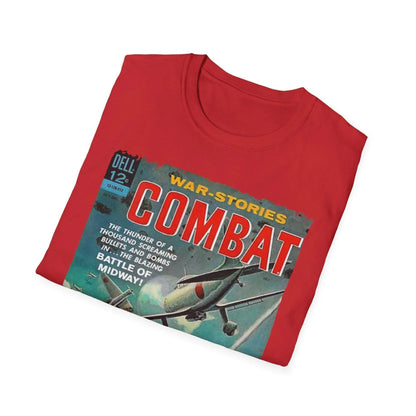 Close-up of the Combat Dec 1963 unisex softstyle T-shirt neckline featuring a smooth crew collar and reinforced stitching in