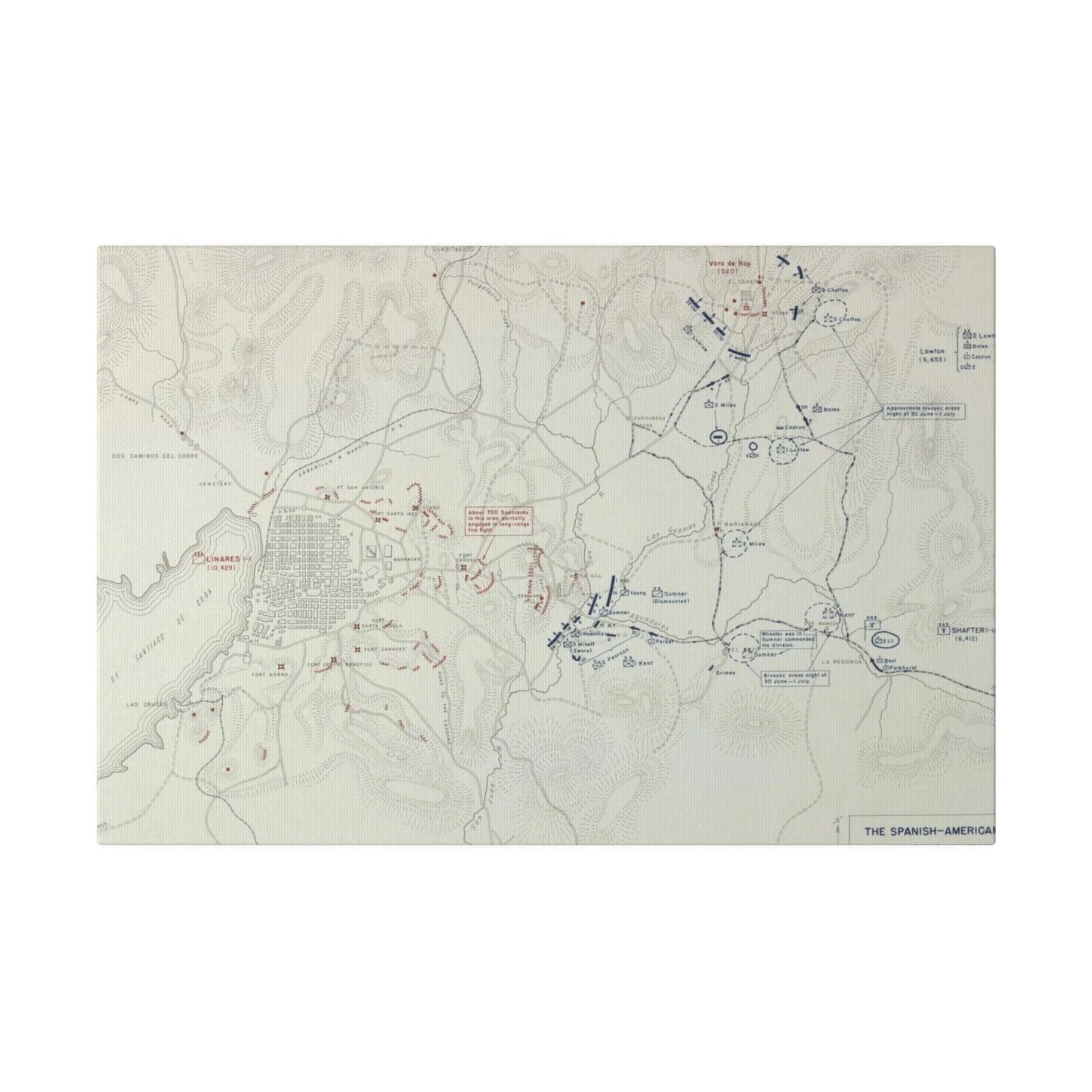Spanish-American War, Santiago Campaign, Situation Noon 1 July 1898 - Pacific Sky Games