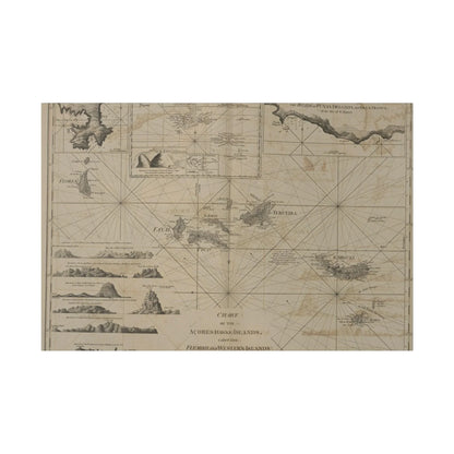 Close-up of the vibrant color palette highlighting the detailed depiction of the Azores Islands' coastal terrain and lush