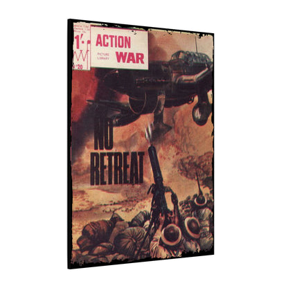 Close-up of the textured canvas surface highlighting the detailed print and vibrant colors of Action War #20 comic book art.