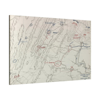 Close-up of detailed canvas texture depicting the scene from the Battle of Kernstown, showing brushstroke patterns and aged