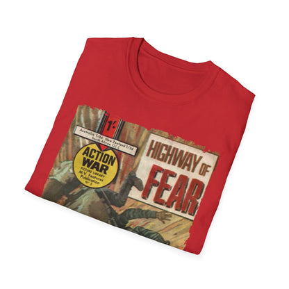 Close-up of the soft, charcoal gray fabric showing subtle weave texture and the stitched neckline detail.