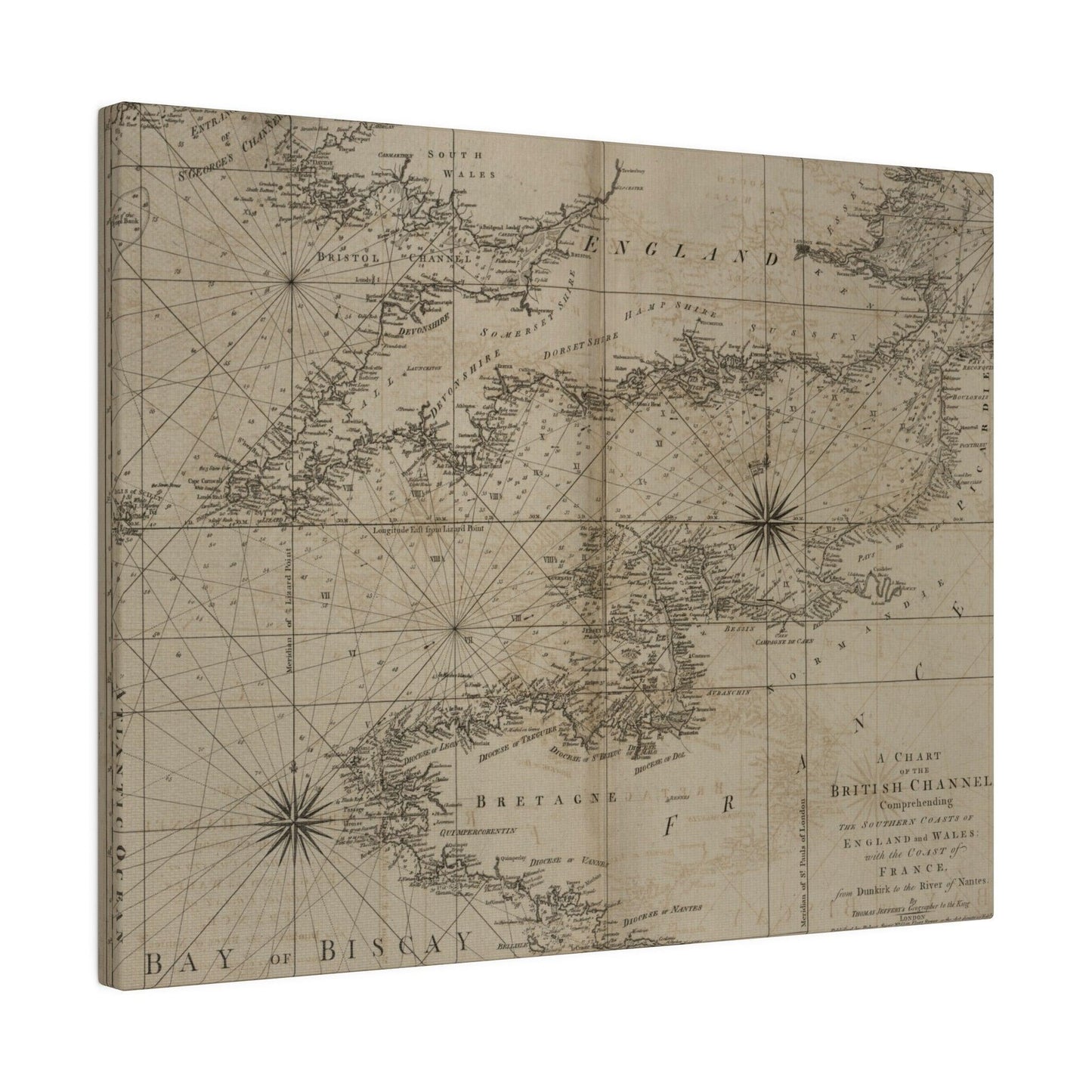 Detail of the chart’s textured canvas with faint coastal map lines and subtle color variations from this elevated angle.