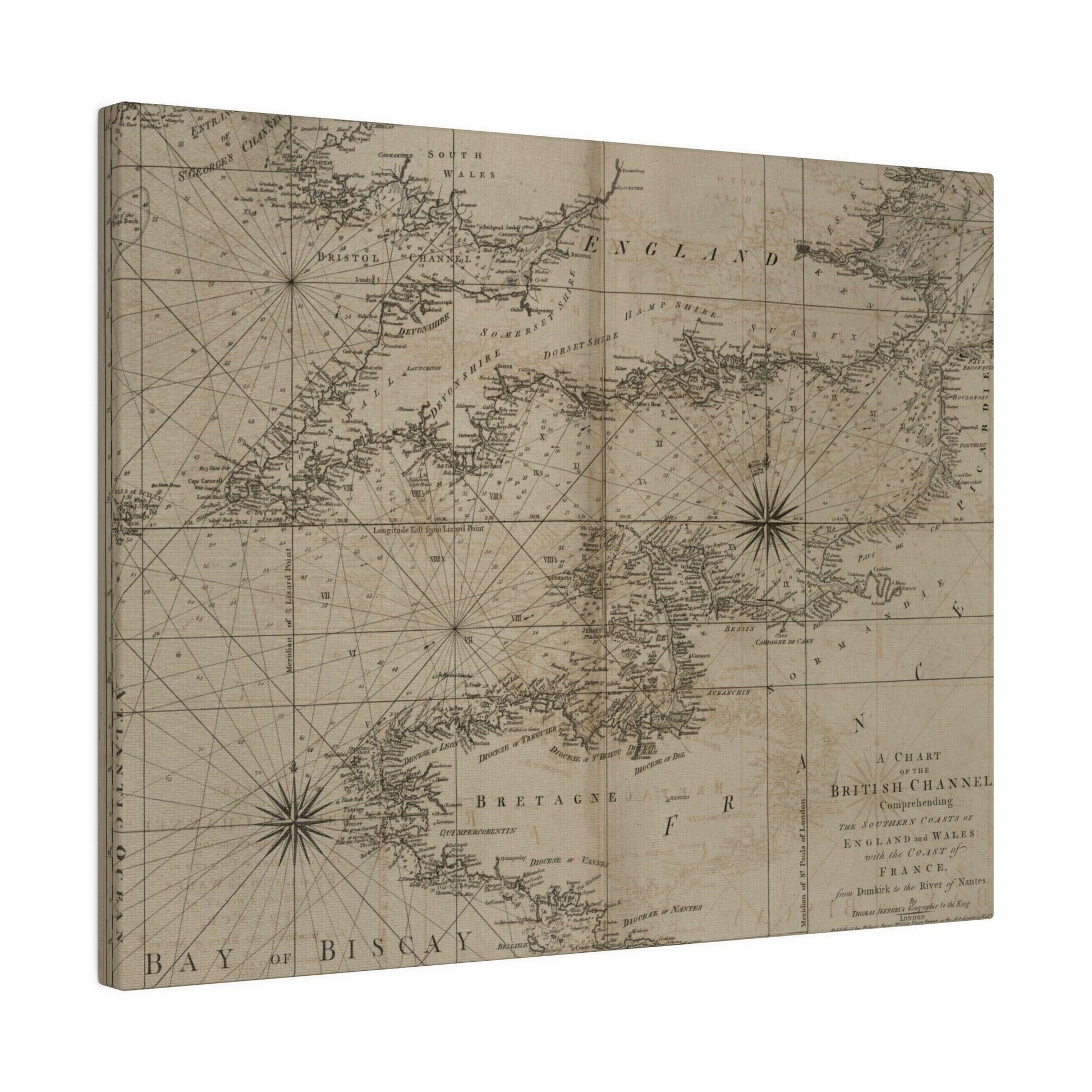 Detail of the chart’s textured canvas with faint coastal map lines and subtle color variations from this elevated angle.