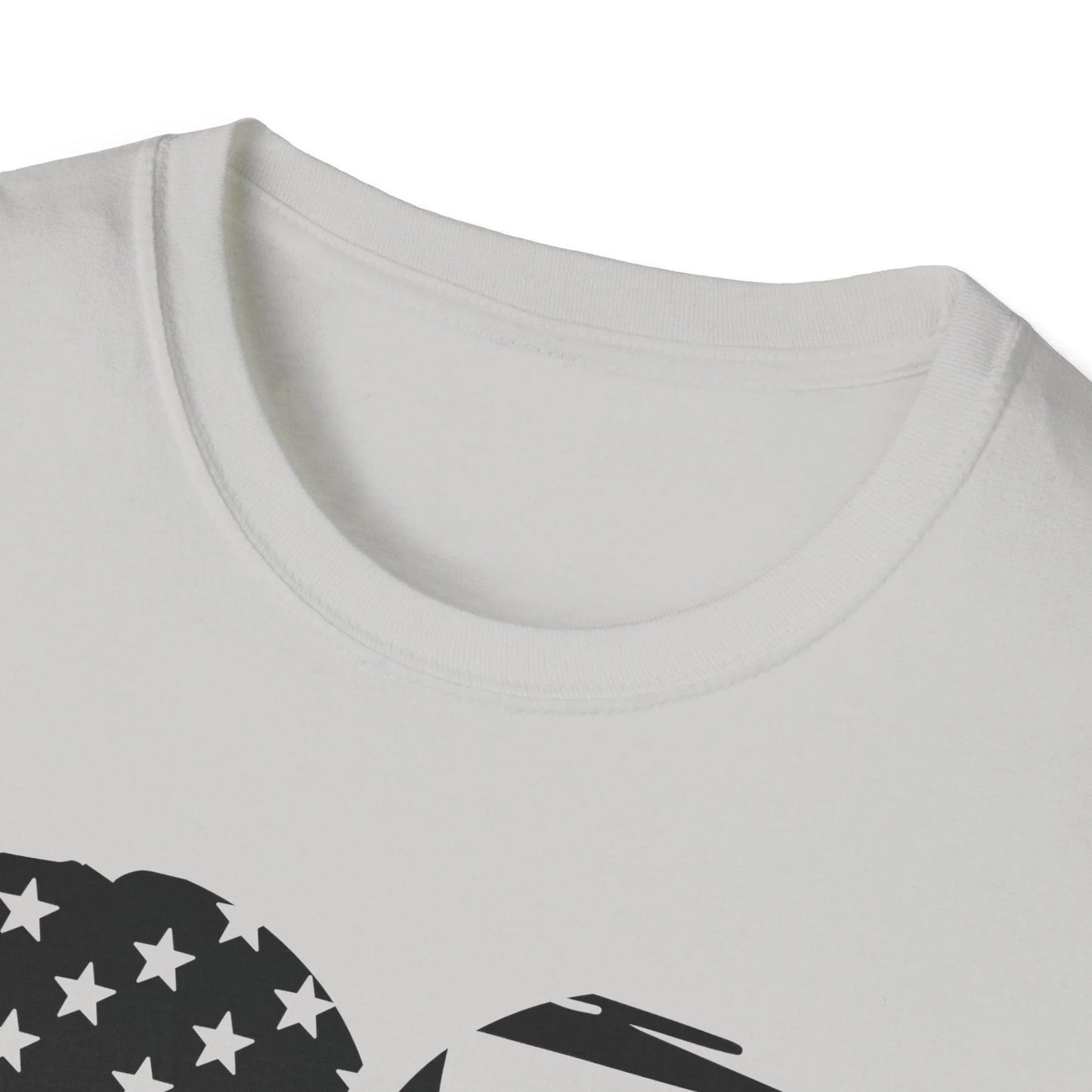 Close-up of the black fabric's soft, smooth texture highlighting the unisex relaxed fit and crew neckline detail.