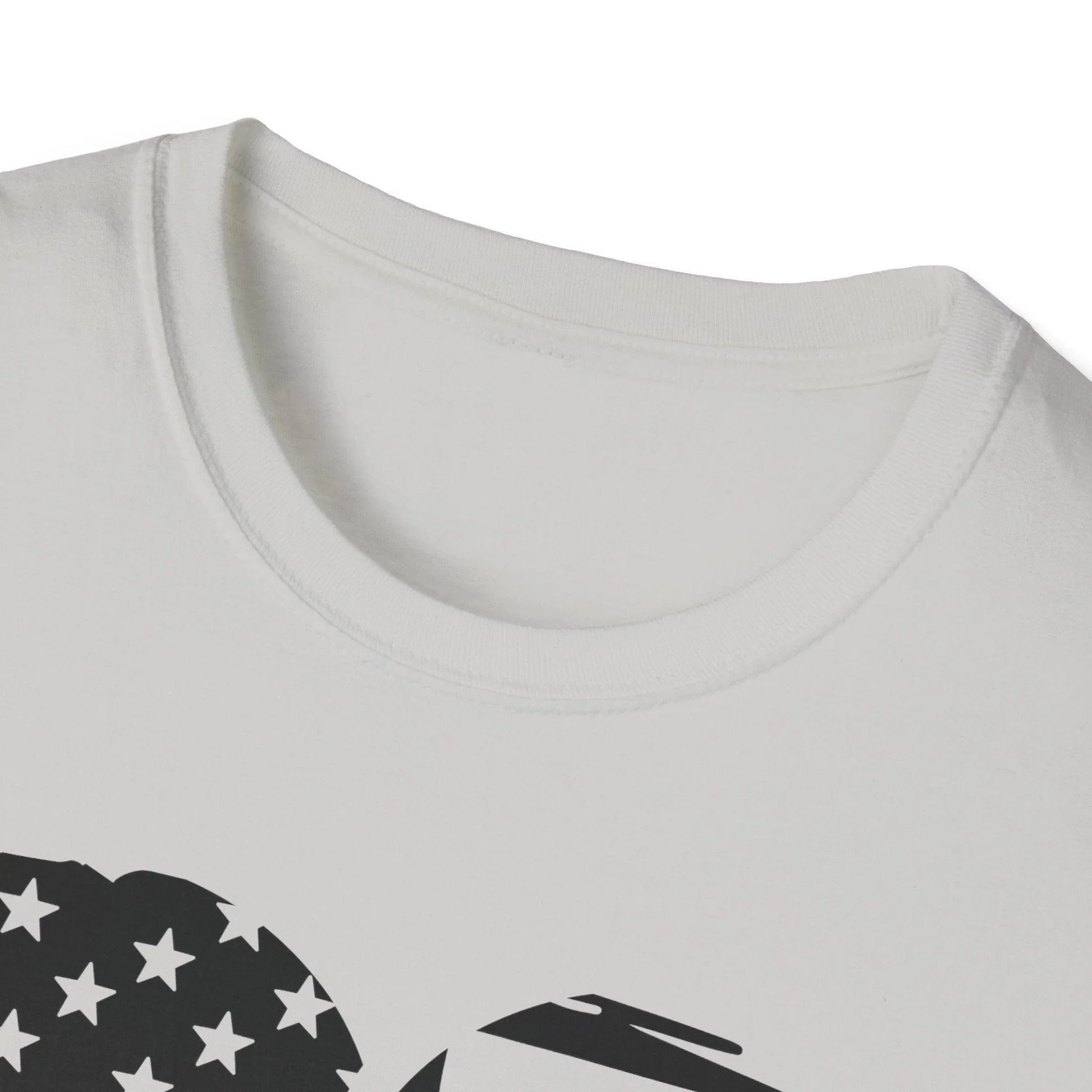 Close-up of the black fabric's soft, smooth texture highlighting the unisex relaxed fit and crew neckline detail.