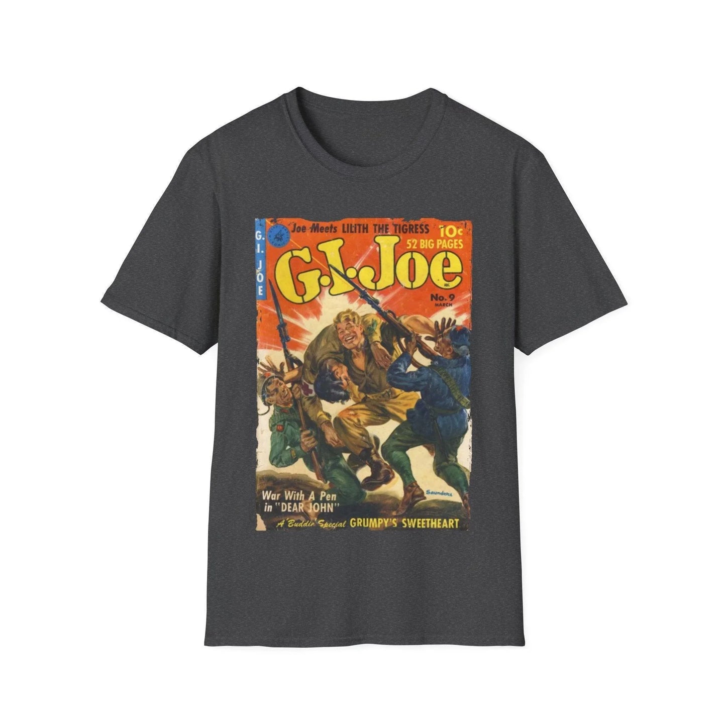 Close-up of the G.I. Joe No.9 softstyle T-shirt's fabric detail showing smooth, lightweight cotton comfort in relaxed fit