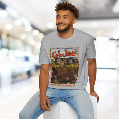 Close-up of the T-shirt's neck ribbing showing subtle stitching and fabric texture in vibrant teal color.