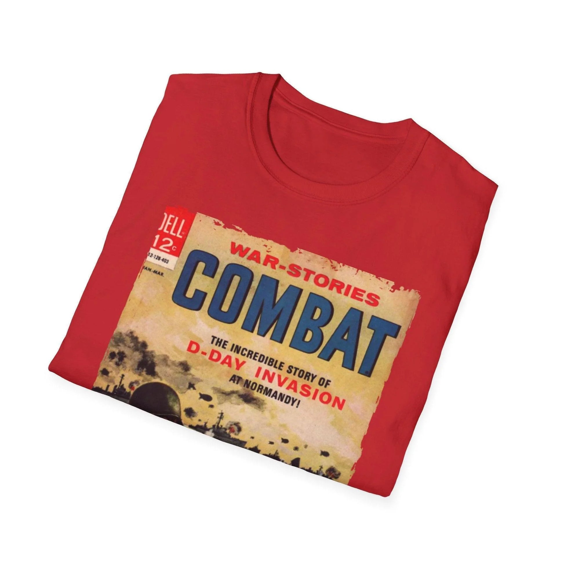 Close-up of the Combat Mar 1964 T-shirt's neckline showing reinforced stitching and soft cotton fabric in olive green color.
