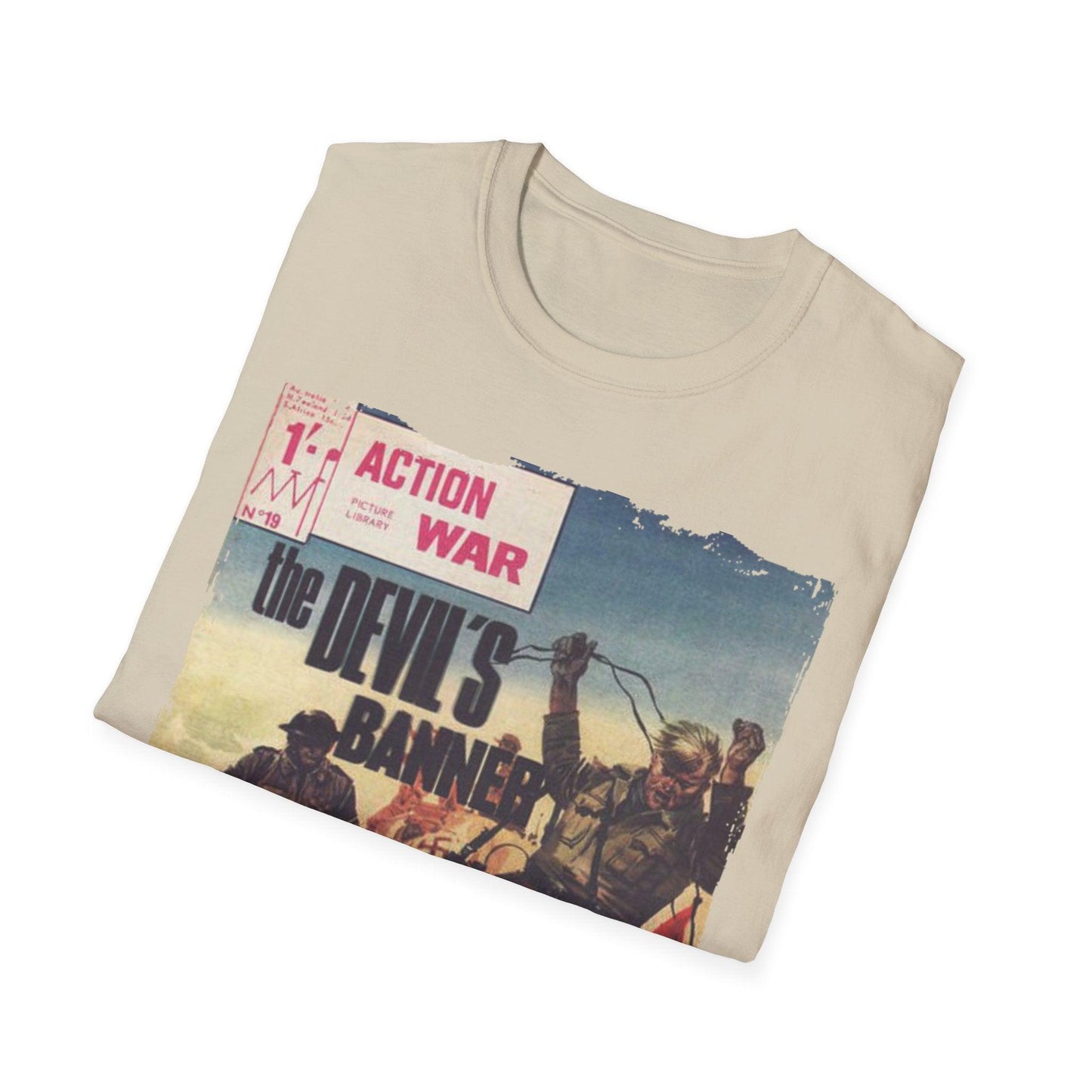 Close-up of the unisex softstyle T-shirt's fabric texture highlighting the lightweight, smooth cotton-blend material and