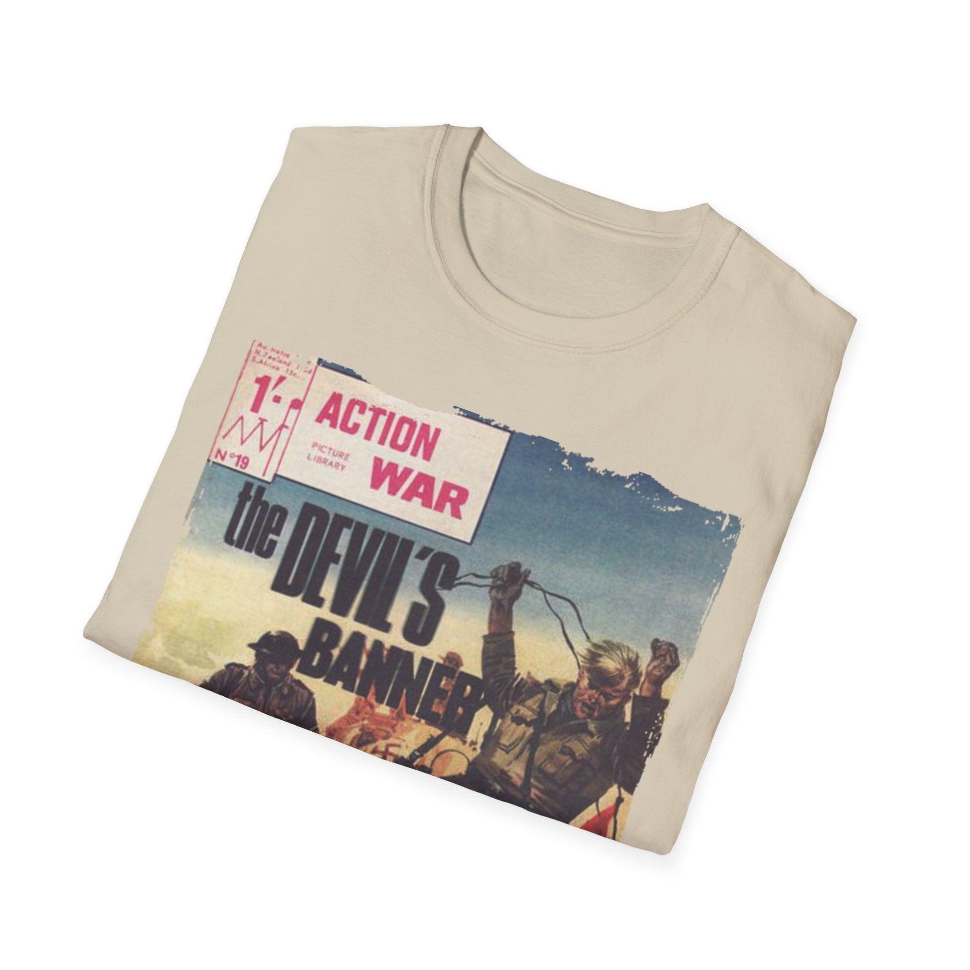 Close-up of the unisex softstyle T-shirt's fabric texture highlighting the lightweight, smooth cotton-blend material and