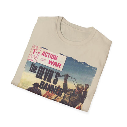 Close-up of the unisex softstyle T-shirt's fabric texture highlighting the lightweight, smooth cotton-blend material and