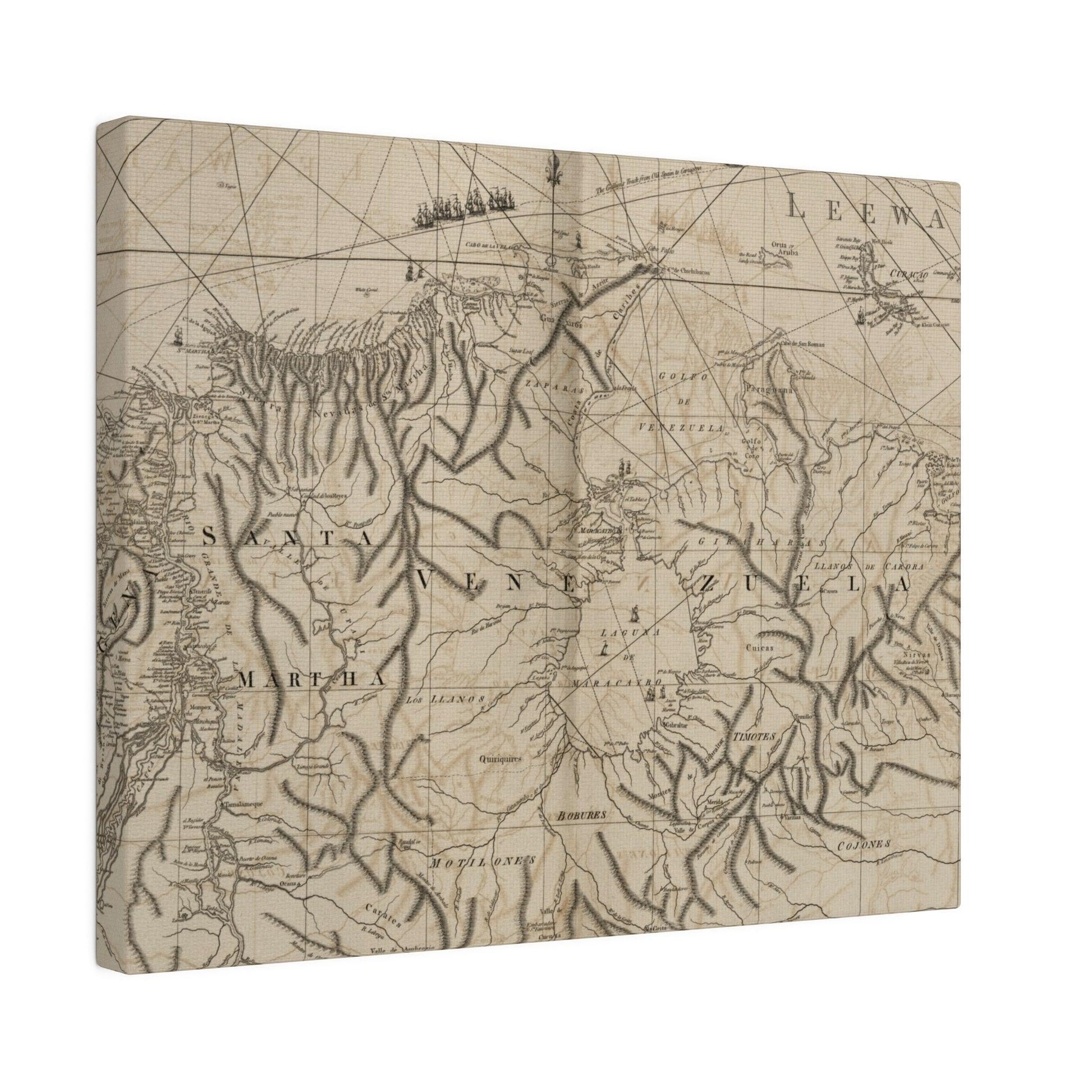 Close-up of textured canvas surface highlighting brushstroke details and subtle color variations in the Tierra Firme coastal