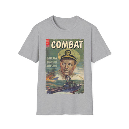 Close-up of the Combat June 1962 T-shirt fabric showing soft, lightweight cotton blend and subtle stitching detail near the