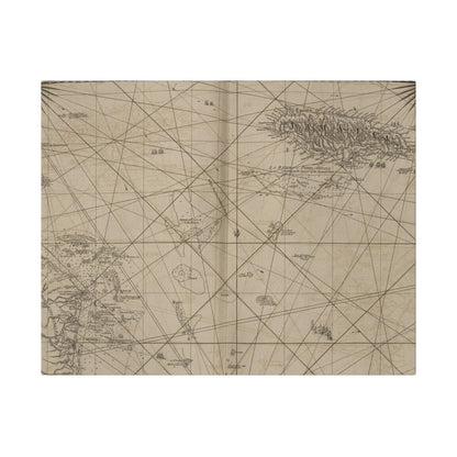 Detailed view of the vibrant nautical map detail highlighting Jamaica and Cape Gracias a Rios with textured canvas surface