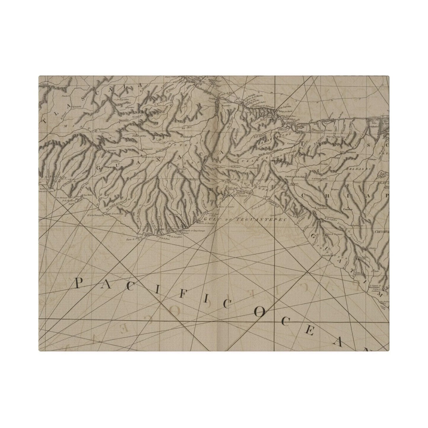 Close-up of textured canvas surface highlighting subtle brushstroke details and vibrant coastal color palette