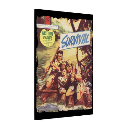 Close-up of the textured canvas surface highlighting the detailed brushstroke patterns and vibrant color accents in "Action