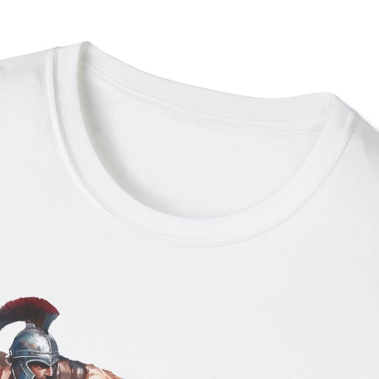 Close-up of the olive green fabric showing smooth texture and relaxed fit neckline on the unisex softstyle T-shirt.