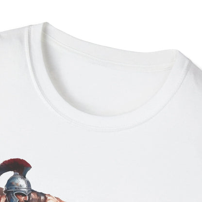 Close-up of the olive green fabric showing smooth texture and relaxed fit neckline on the unisex softstyle T-shirt.