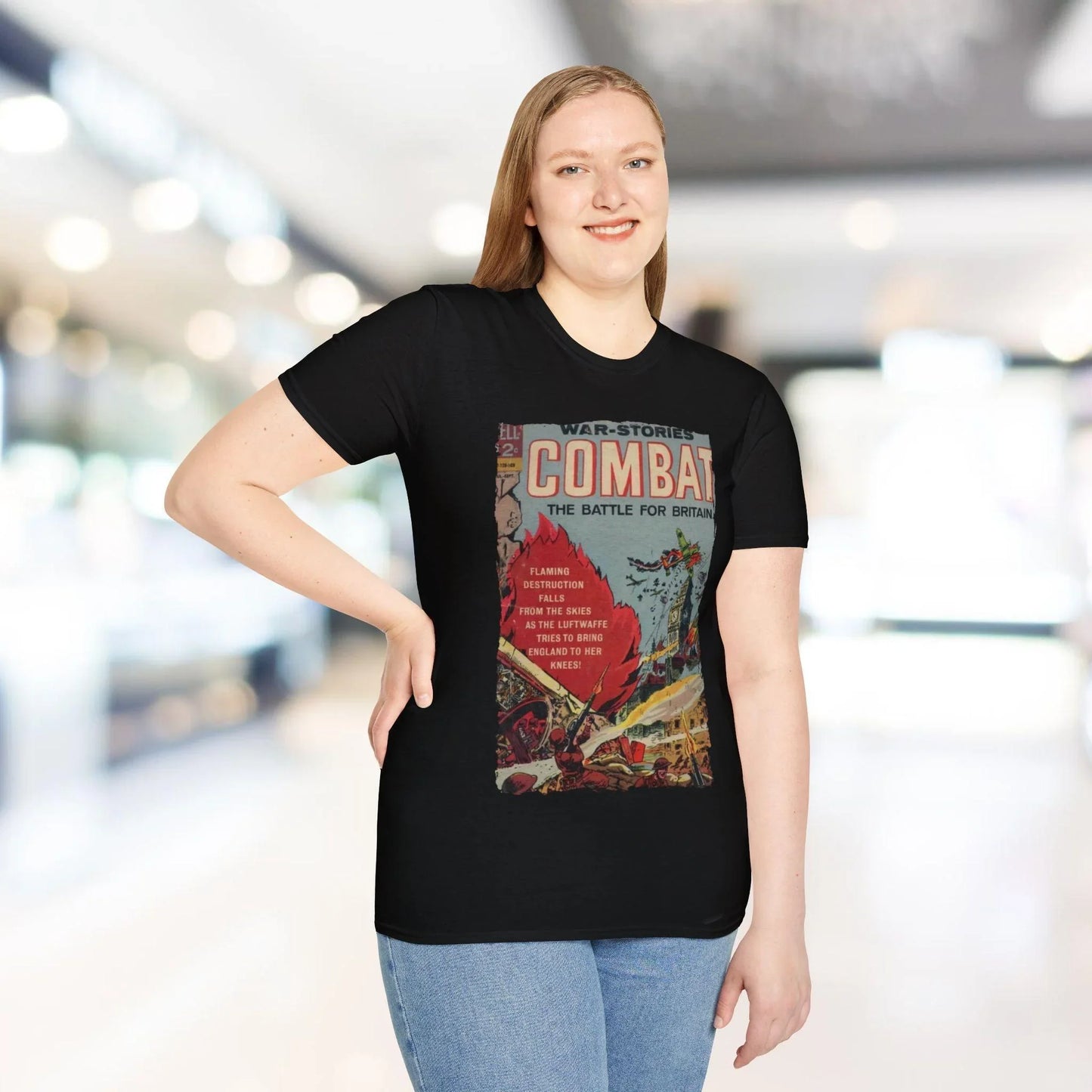 Close-up of the Combat July 1965 T-shirt’s soft antique white fabric, highlighting the smooth cotton texture and relaxed fit