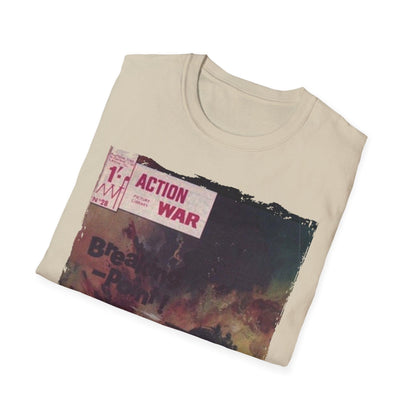 Close-up of the unisex softstyle T-shirt fabric highlighting the smooth, relaxed fit and vibrant royal blue color from a