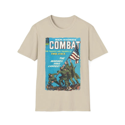 Close-up of the Combat Dec 1966 T-Shirt neckline displaying stitched collar and subtle fabric texture in olive green color