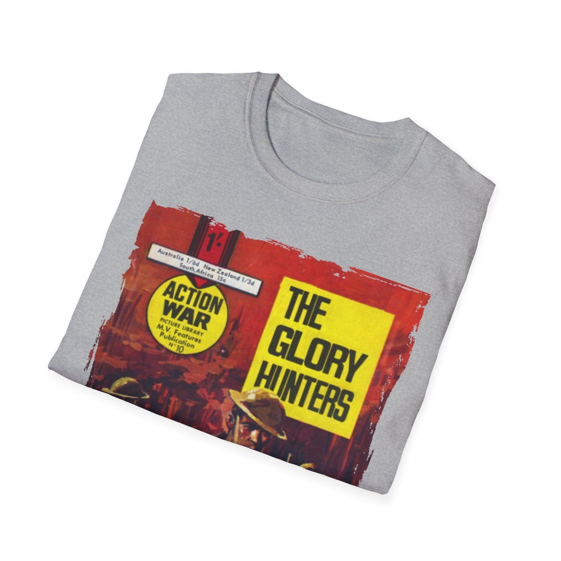 Close-up of the unisex softstyle T-shirt’s neckline and stitching detail in charcoal gray, highlighting smooth fabric