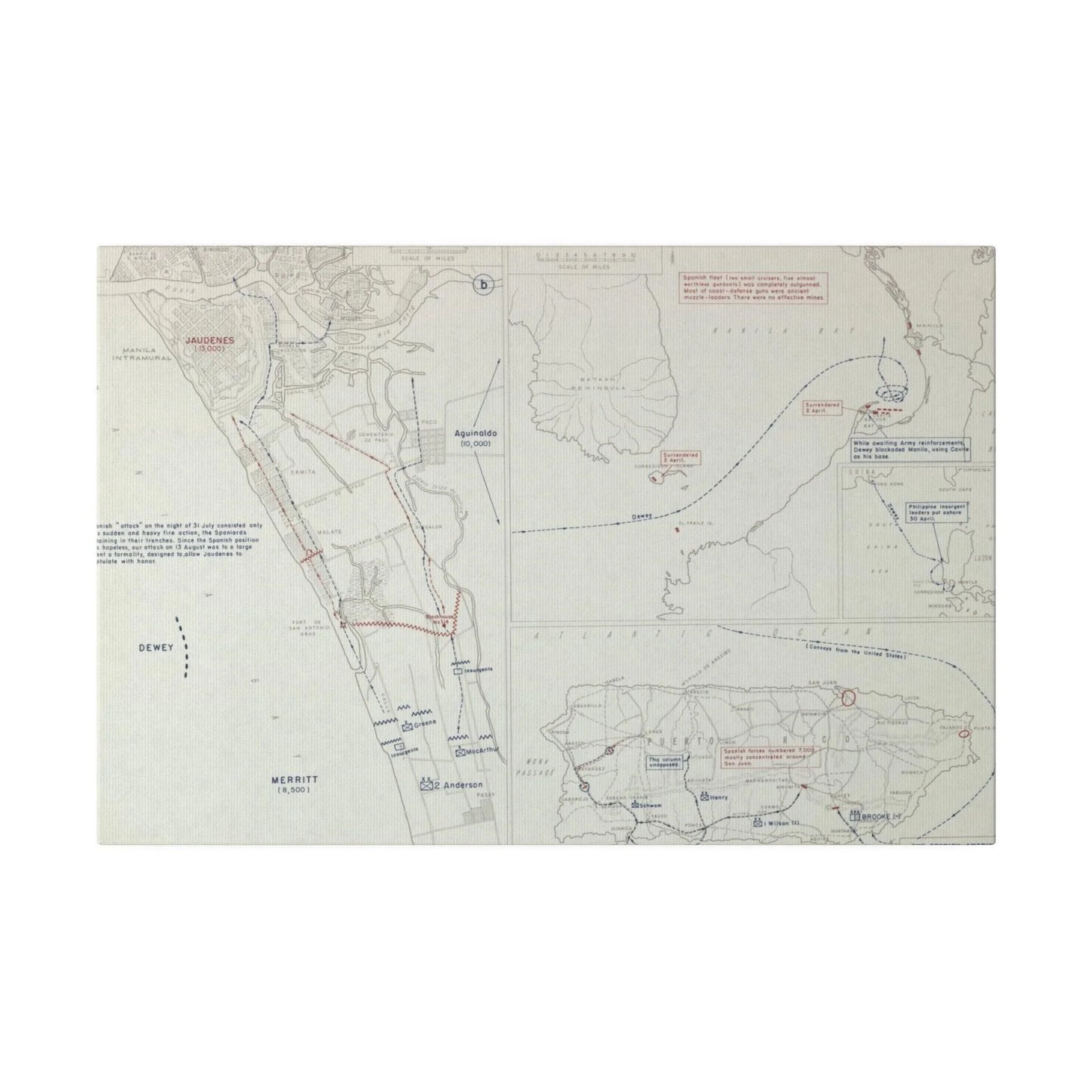 Spanish-American War, Philippines and Puerto Rico, Puerto Rico Expedition 25 July - 12 Aug, Naval Operations in Manila Bay 30 Apr - 1 May, Capture of Manila 13 Aug 1898 - Pacific Sky Games