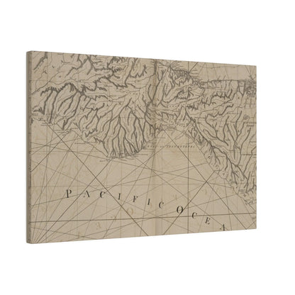 Detail of the textured canvas surface showcasing subtle brushstrokes and rich color blending of the Coast of New Spain