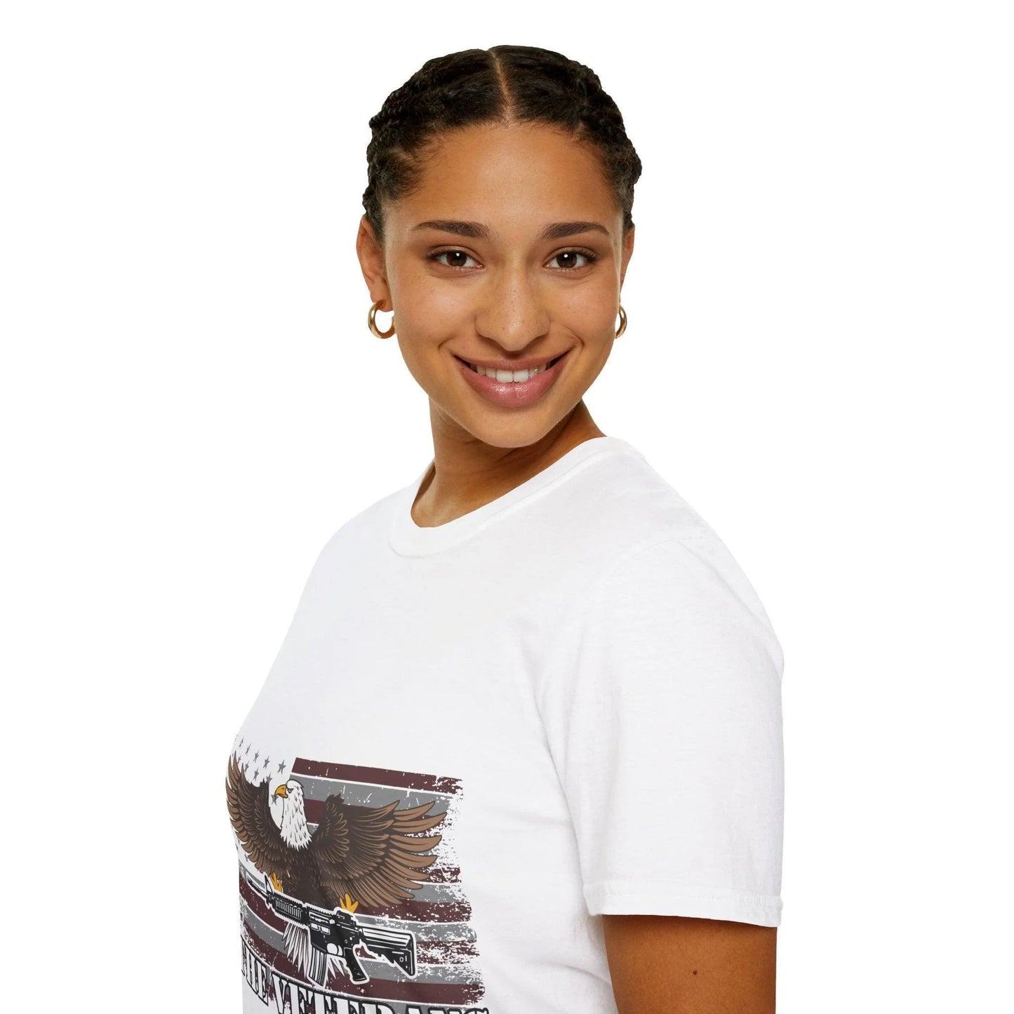 Close-up of the Death Smiles T-Shirt’s collar detailing the relaxed fit, soft cotton fabric, and subtle stitching visible at