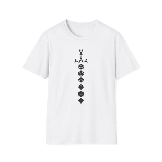 Printify Dice Sword Black unisex crew neck cotton T-shirt with relaxed fit and regular neckline
