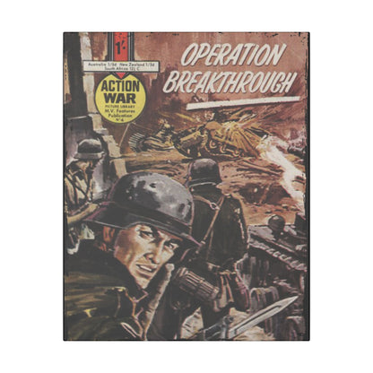 Close-up of the canvas texture revealing detailed brushstrokes and subtle color variations in the Action War #4 print.