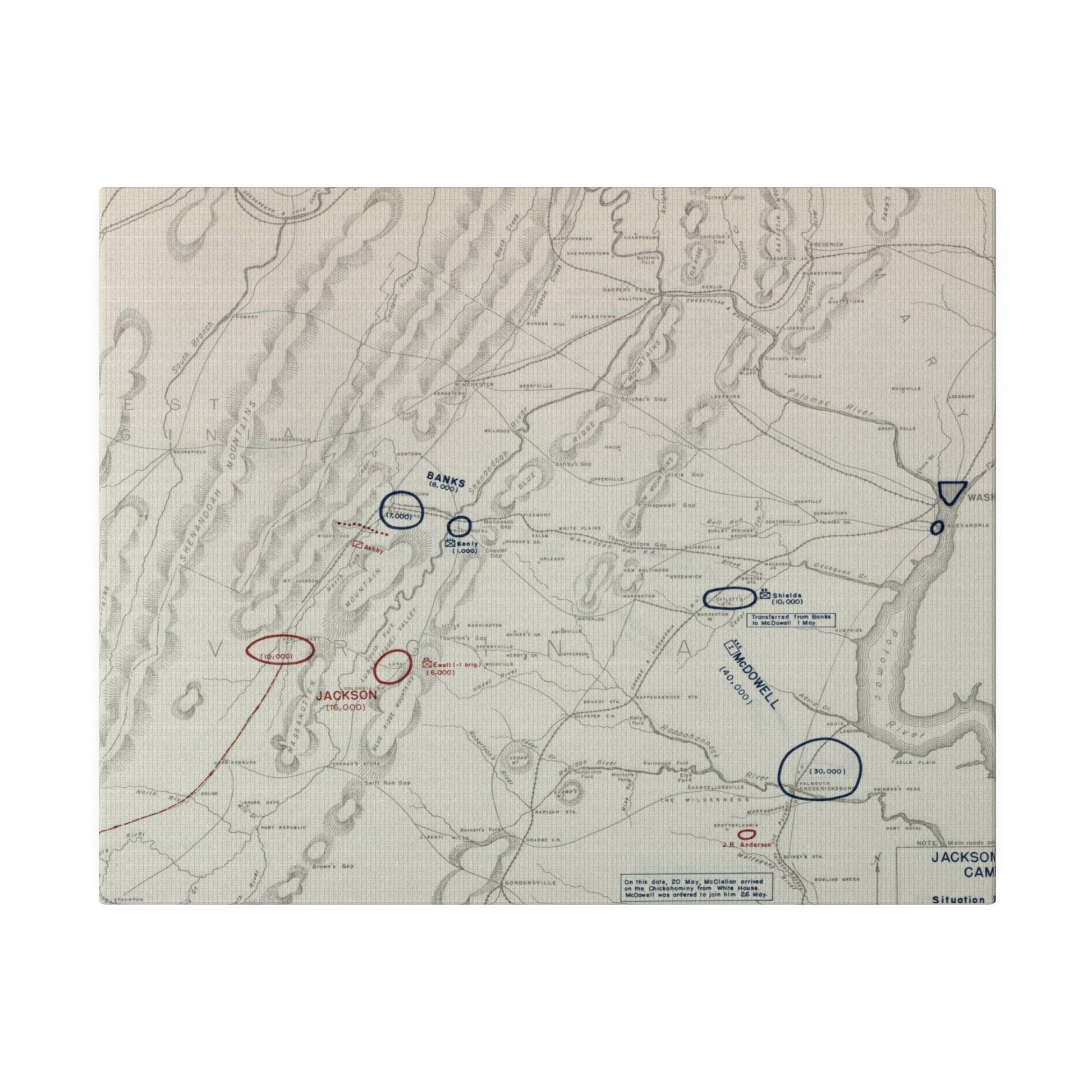 Close-up of detailed canvas texture highlighting aged, faded finish and subtle brushstrokes from the 1862 Jackson's Valley