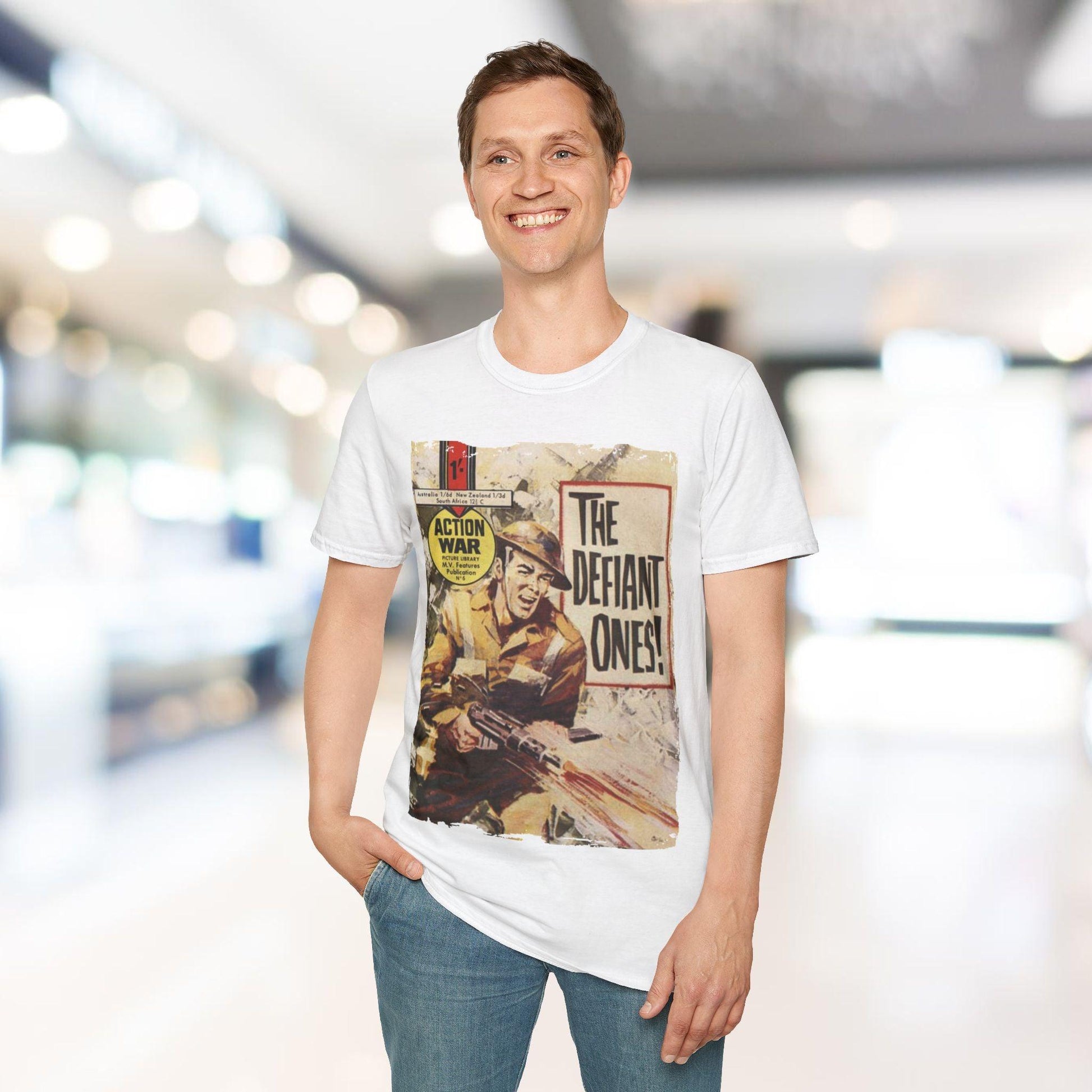Close-up of the soft cotton fabric showing the vibrant teal color and subtle heather pattern on the unisex T-shirt’s chest