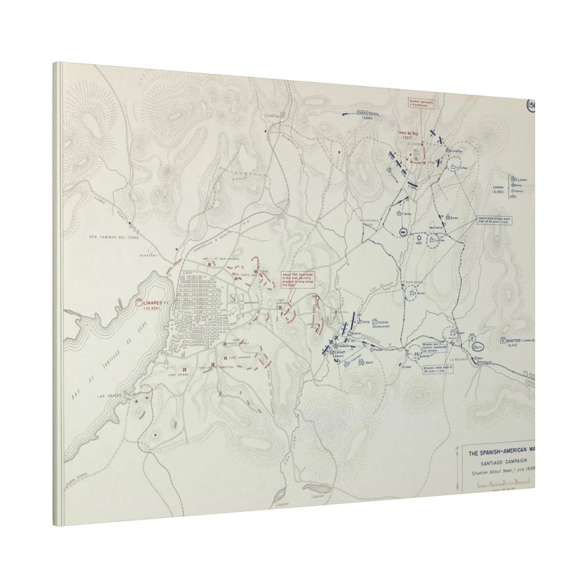 Spanish-American War, Santiago Campaign, Situation Noon 1 July 1898 - Pacific Sky Games