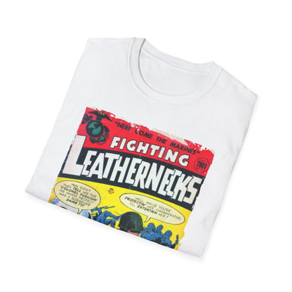 Close-up of the Softstyle fabric texture and subtle heather effect on the relaxed fit, showing the vibrant black color and