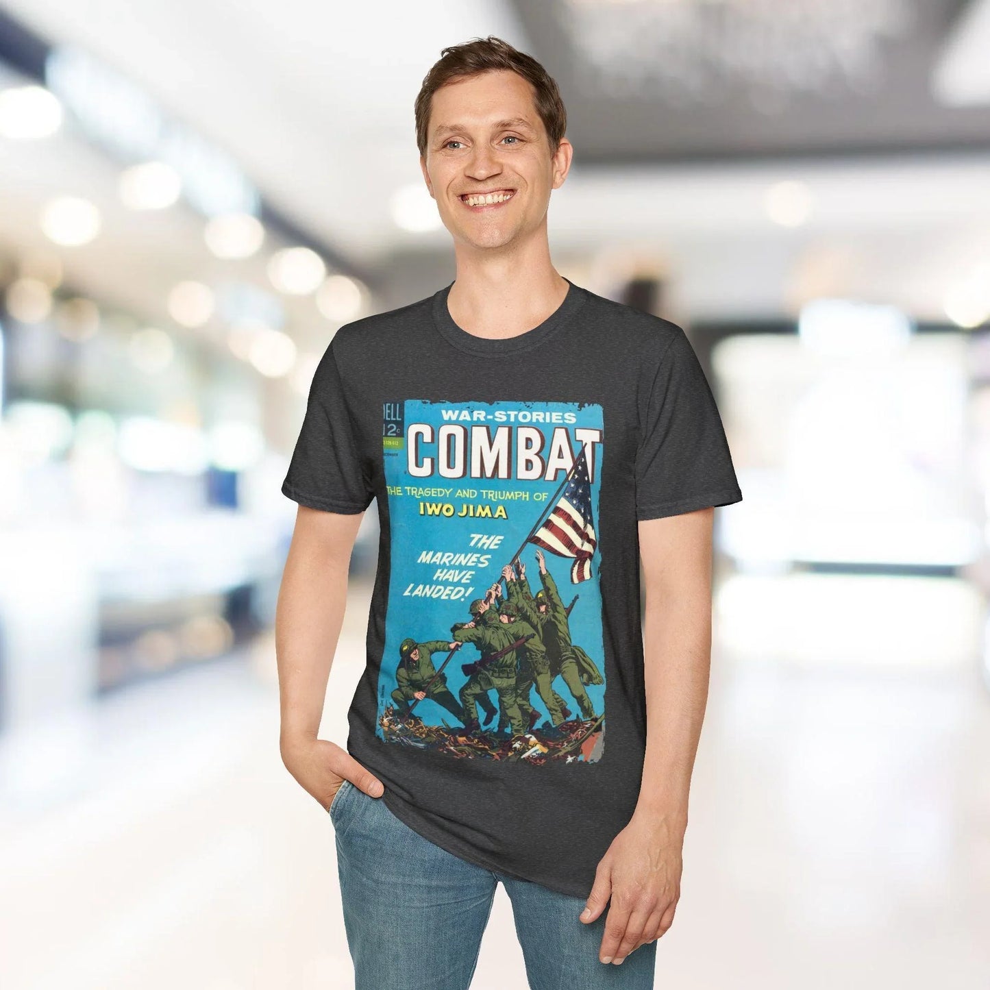 Close-up of the black cotton fabric highlighting the seamless neckline and subtle stitching detail on the relaxed fit Combat