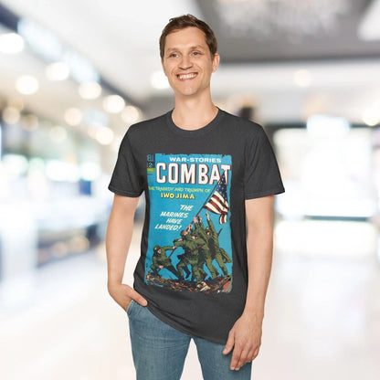 Close-up of the black cotton fabric highlighting the seamless neckline and subtle stitching detail on the relaxed fit Combat