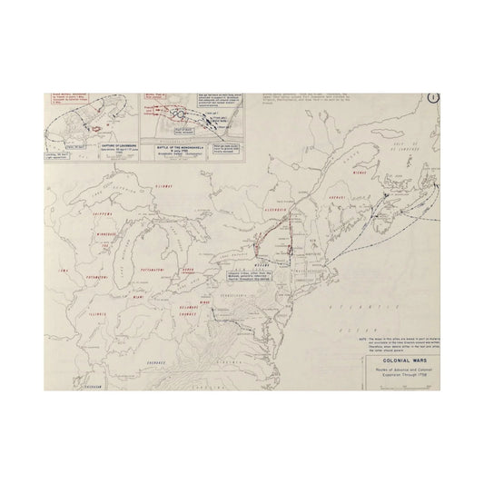 Canvas print of Colonial Wars illustration in matte finish with wooden frame, 24x36 inches, eco-friendly inks, for living