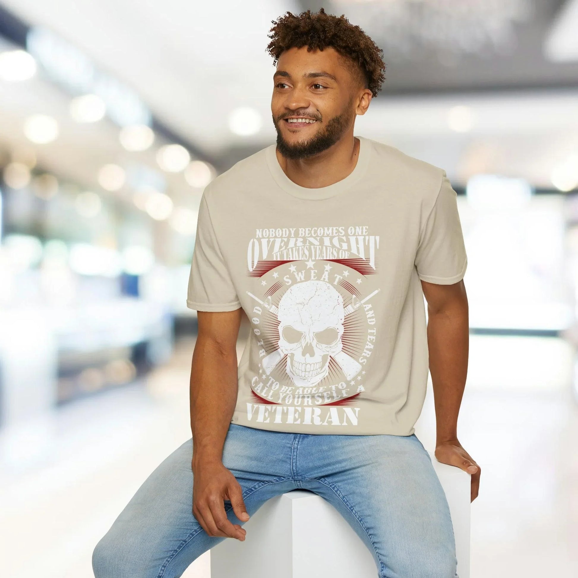 Close-up of the unisex softstyle T-shirt collar emphasizing the smooth fabric texture and reinforced double-stitched