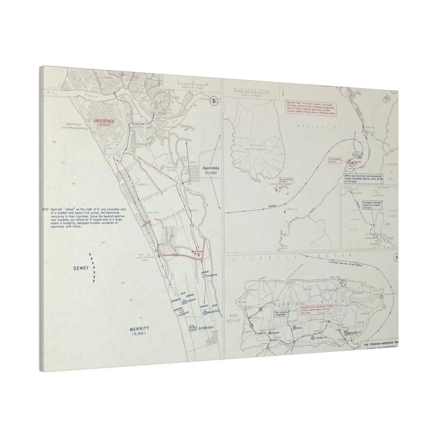 Spanish-American War, Philippines and Puerto Rico, Puerto Rico Expedition 25 July - 12 Aug, Naval Operations in Manila Bay 30 Apr - 1 May, Capture of Manila 13 Aug 1898 - Pacific Sky Games