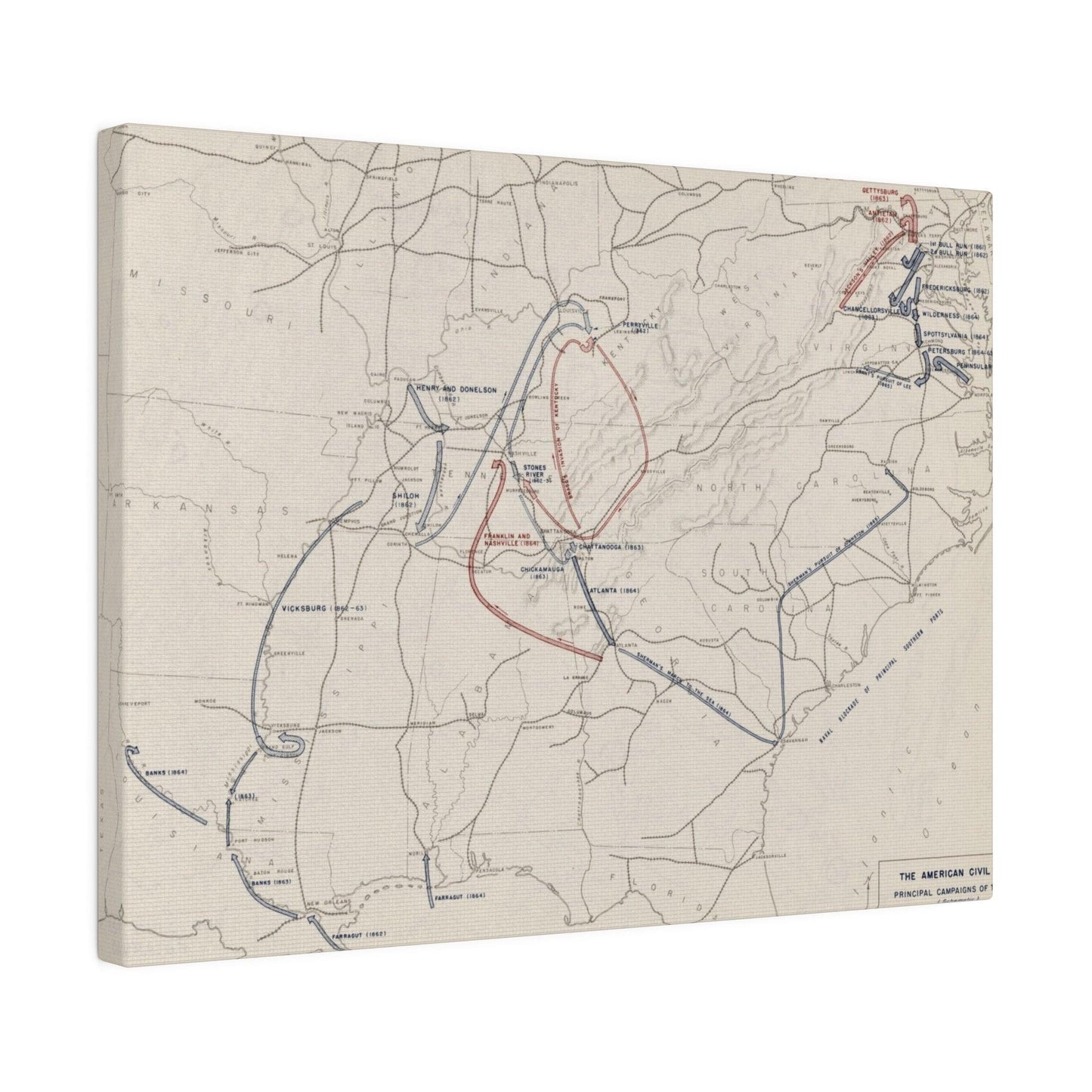 Close-up of detailed beige canvas fabric highlighting textured surface and subtle stitching edges for the Civil War-themed