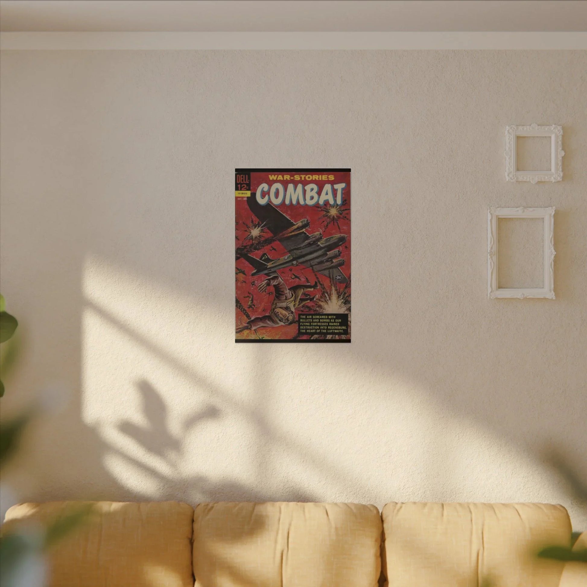 Close-up of textured beige canvas fabric with visible weave pattern and subtle stitching details from a diagonal angle.